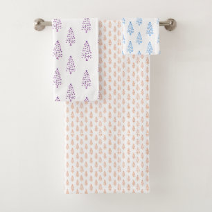 Simple Christmas Tree Pattern Bath Towel Set