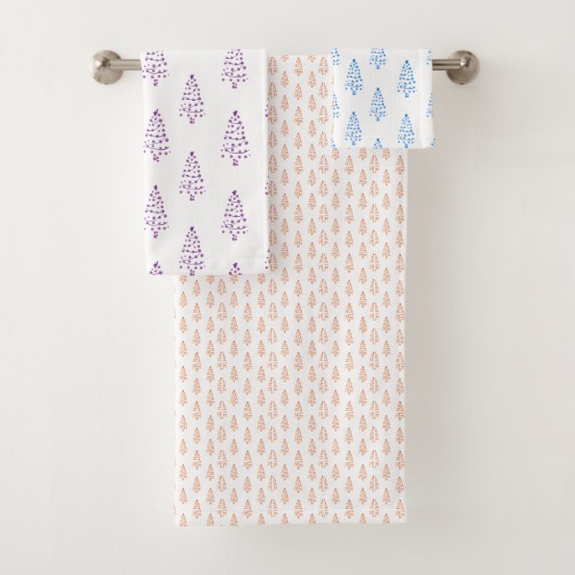 Simple Christmas Tree Pattern Bath Towel Set (Insitu)