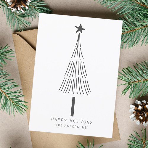 Simple Christmas Tree Photo Flat Holiday Card