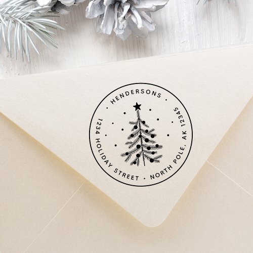 Simple Christmas Tree Return Address Rubber Stamp