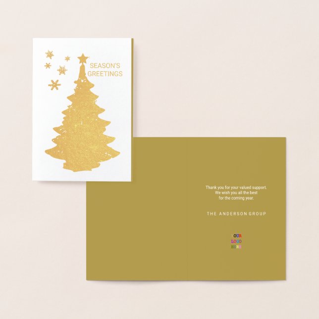 Simple Christmas Tree Seasons Greetings Holiday Foil Card (Display)