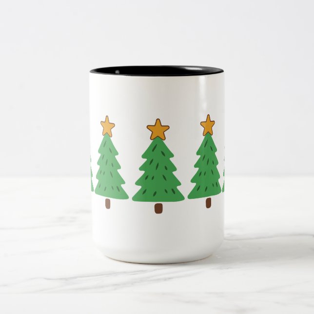 Simple Christmas Tree  Two-Tone Coffee Mug (Center)