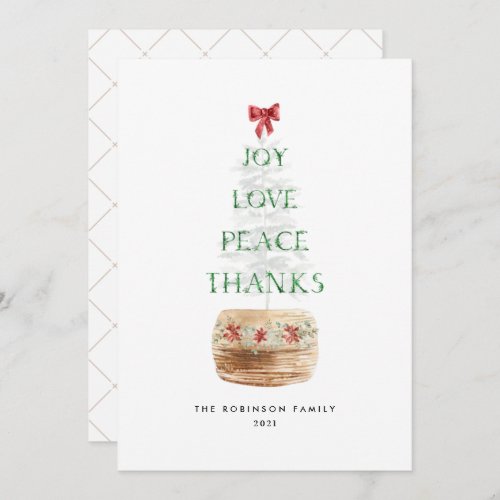 Simple Christmas Tree Typography Green Red Holiday Card