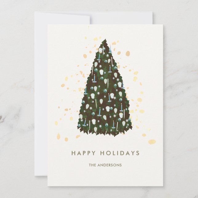 Simple Christmas Tree White Christmas Holiday Card (Front)