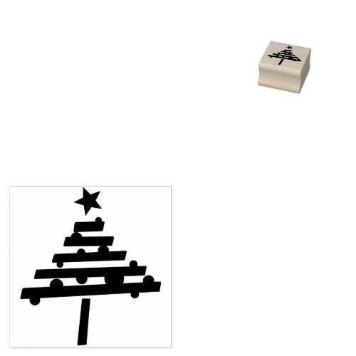 Simple Christmas Tree with Star Holiday Rubber Stamp