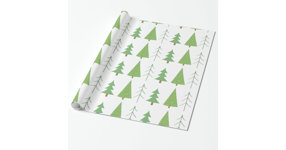 Cute Simple Black And White Christmas Tree Wrapping Paper