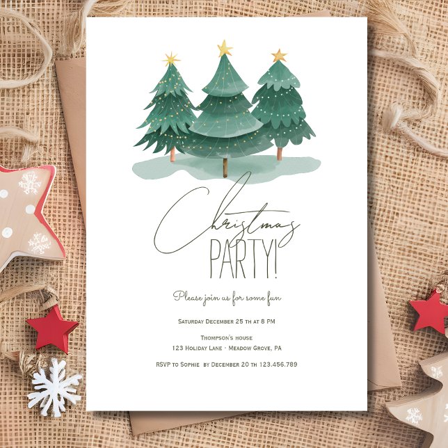 Simple christmas trees party invitation (Creator Uploaded)