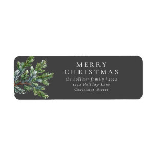 Simple Christmas Watercolor Greenery Label