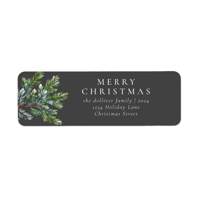 Simple Christmas Watercolor Greenery  Label (Front)