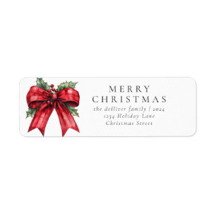 Simple Christmas Watercolor Ribbon Label