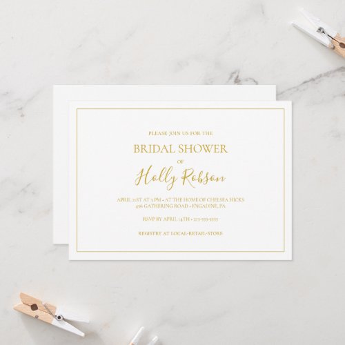 Simple Christmas  White Horizontal Bridal Shower Invitation