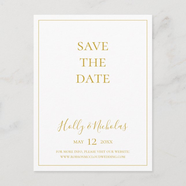 Simple Christmas | White Save The Date Postcard (Front)