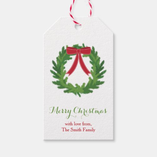 Simple Christmas Wreath Holiday Gift Tag