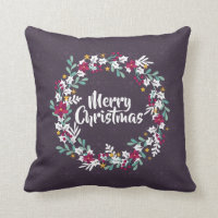 Simple Christmas Wreath Purple | Throw Pillow