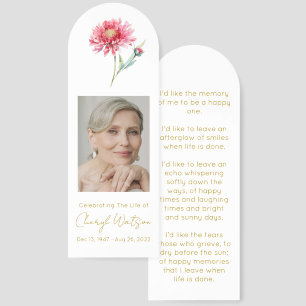 Simple Chrysanthem Photo Funeral Memorial Bookmark