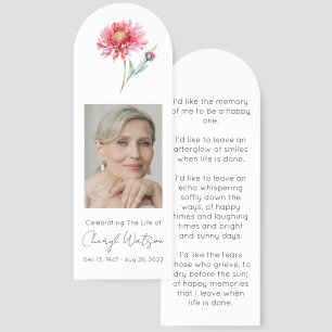 Simple Chrysanthem Photo Funeral Memorial Bookmark