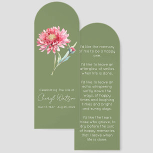 Simple Chrysanthemum Funeral Memorial Bookmark
