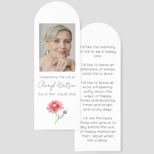Simple Chrysanthemum Photo Funeral Bookmark