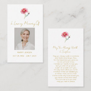 Simple Chrysanthemum Photo Funeral Prayer Card