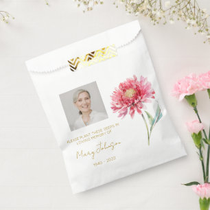 Simple Chrysanthemum Photo Funeral Seed Favor Bag