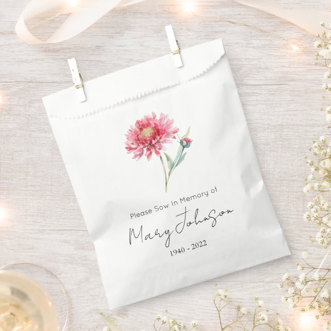 Simple Chrysanthemum Seed packet Funeral  Favor Bag (Clipped)