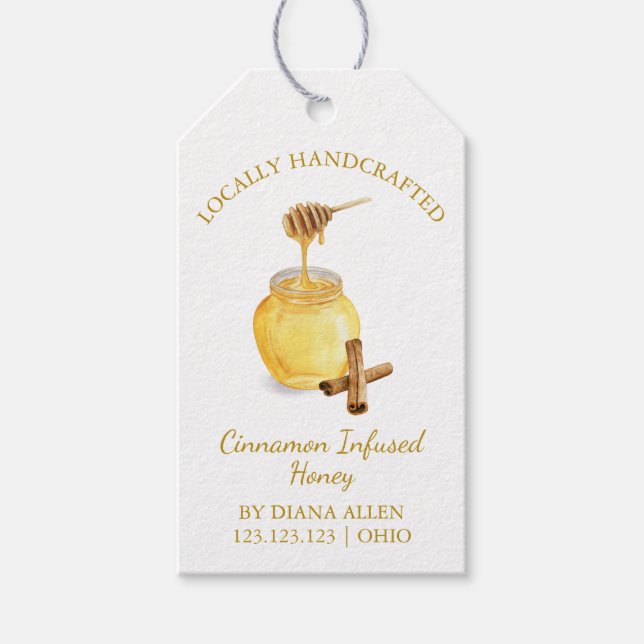 Simple Cinnamon Infused Honey Hang Tag l White (Front)