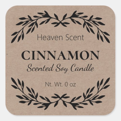 Simple Cinnamon Scented Soy Candle Kraft Labels