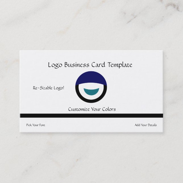 Simple Circle Face & Crescent - Circle Logo Business Card (Front)