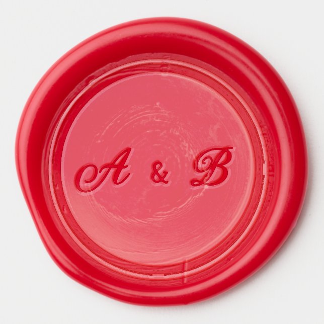 Simple Circle Frame & Monograms Red Wax Seal Sticker (Front)