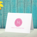 Simple Circle Monogram Pink Folded Note Cards<br><div class="desc">This note card design features a simple circle with a monogram in pink. Click the customize button if you would like to move/scale the images and further modify the text! Variations of this design, additional colors, as well as coordinating products are available in our shop, zazzle.com/store/doodlelulu. Contact us if you...</div>