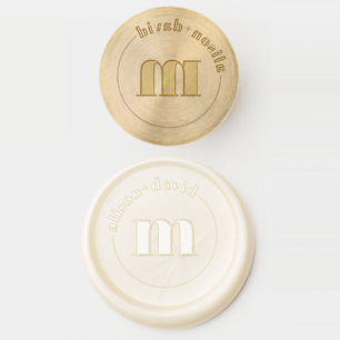 Simple circle with names and monogram wedding wax seal stamp