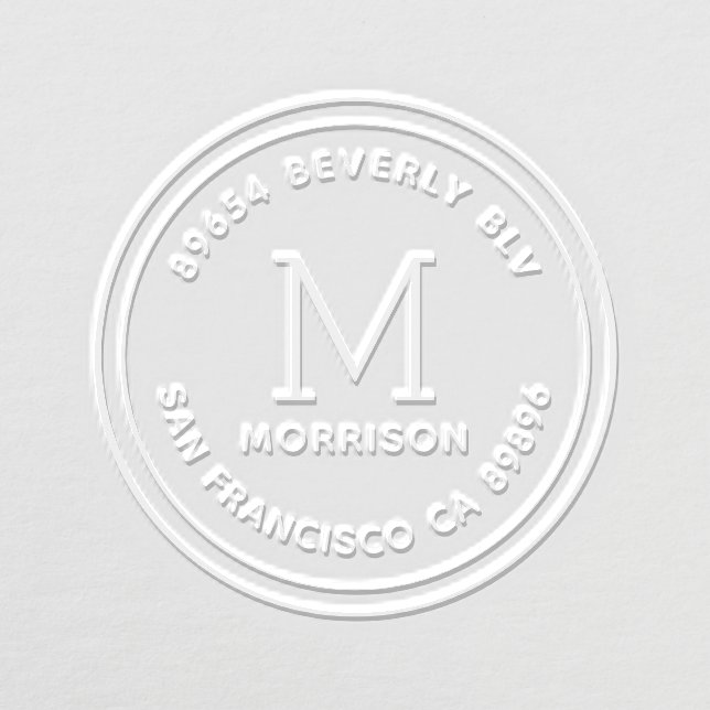 Simple Circular Border | Monogram Return Address Embosser (Design)