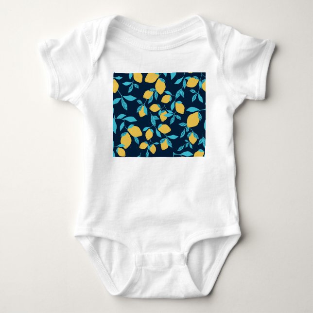 Simple citrus: lemons on blue. baby bodysuit (Front)