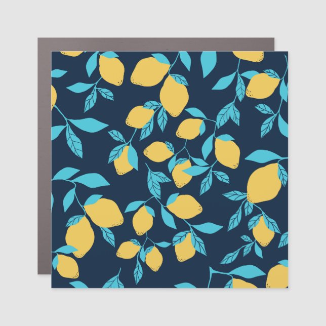 Simple citrus: lemons on blue. car magnet (Front)