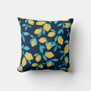 Simple citrus pattern. ripe lemons and bright leav throw pillow