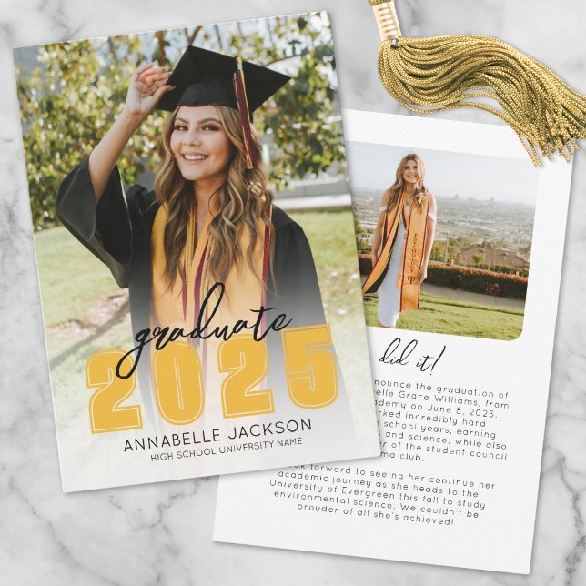 Simple Class 2025 Graduate Photo Gold Graduation Announcement (Simple Class 2025 Graduate Photo Gold Graduation Announcement)