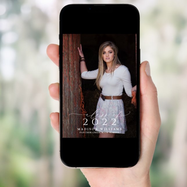 Simple Class of 2022 Pink 2 Photo Graduation Party Invitation (Front Digital)