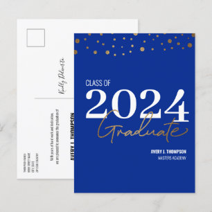 Simple Class of 2024 Graduate Blue Personalized  Announcement Postcard