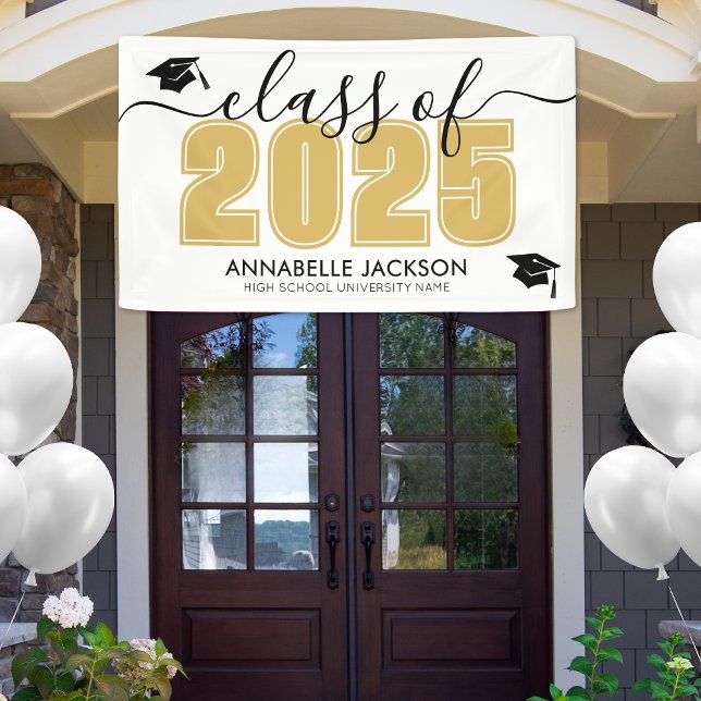 Simple Class Of 2025 Gold Graduation Party Banner (Simple Class Of 2025 Gold Graduation Party Banner)