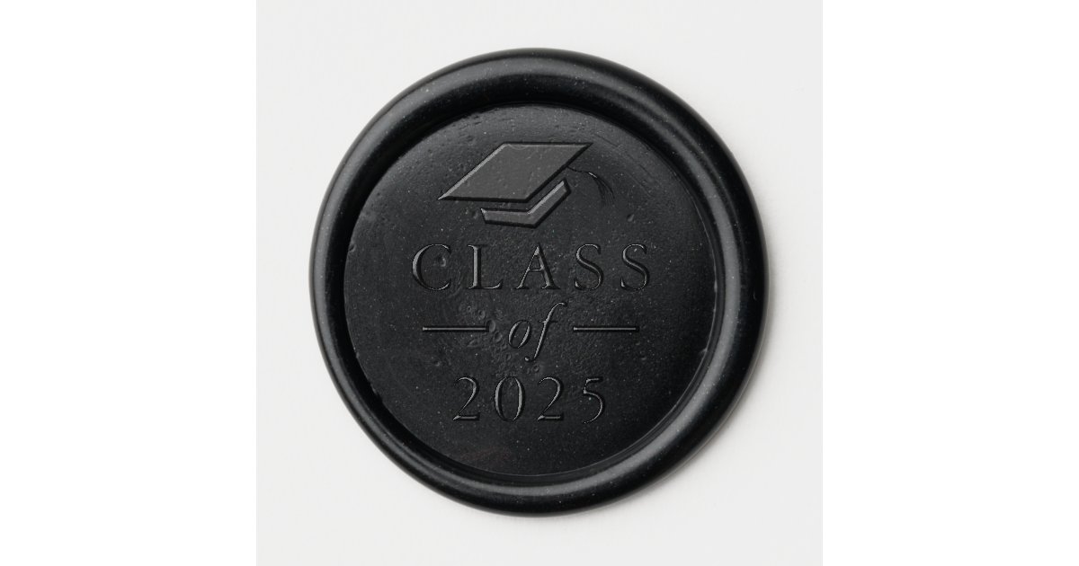 Simple Class of 2025 Graduation Cap Wax Seal Sticker | Zazzle