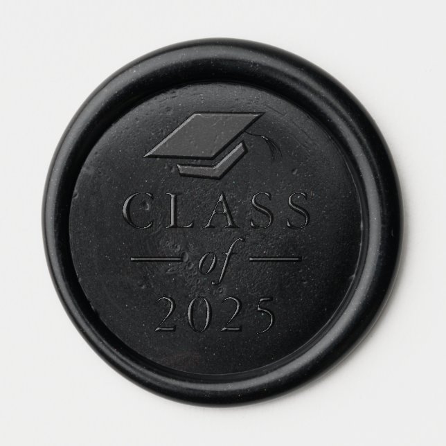 Simple Class of 2025 Graduation Cap Wax Seal Sticker (Front)