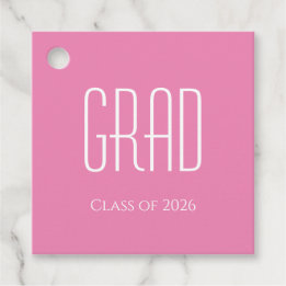 Simple Class of 2025 Graduation Party Cute Pink Favor Tags