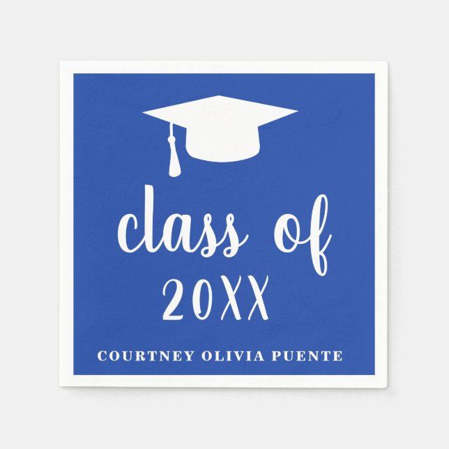 Simple Class Of Mortar Board Modern Graduation Napkins (Front)