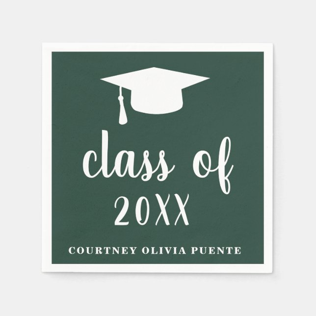 Simple Class Of Mortar Board Modern Graduation Napkins (Front)