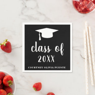 Simple Class Of Mortar Board Modern Graduation Napkins