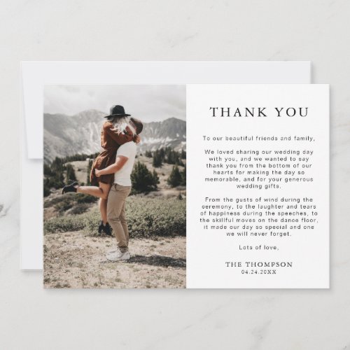 Simple Classic 2 Photo Wedding Thank You Card