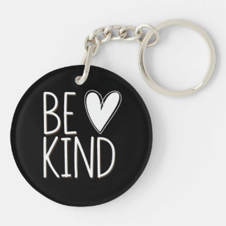 Simple Classic and Elegant Be Kind Black White Keychain