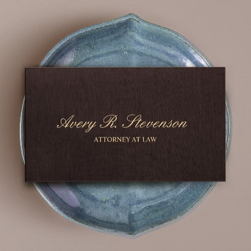 Customizable Attorney Dark Brown Linen Look Business Card