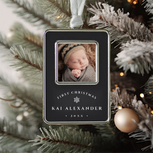 Simple Classic Baby's First Christmas Photo Christmas Ornament