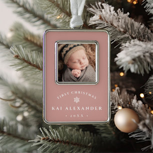 Simple Classic Baby's First Christmas Photo Ornament